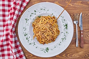 Spaghetti in een bord